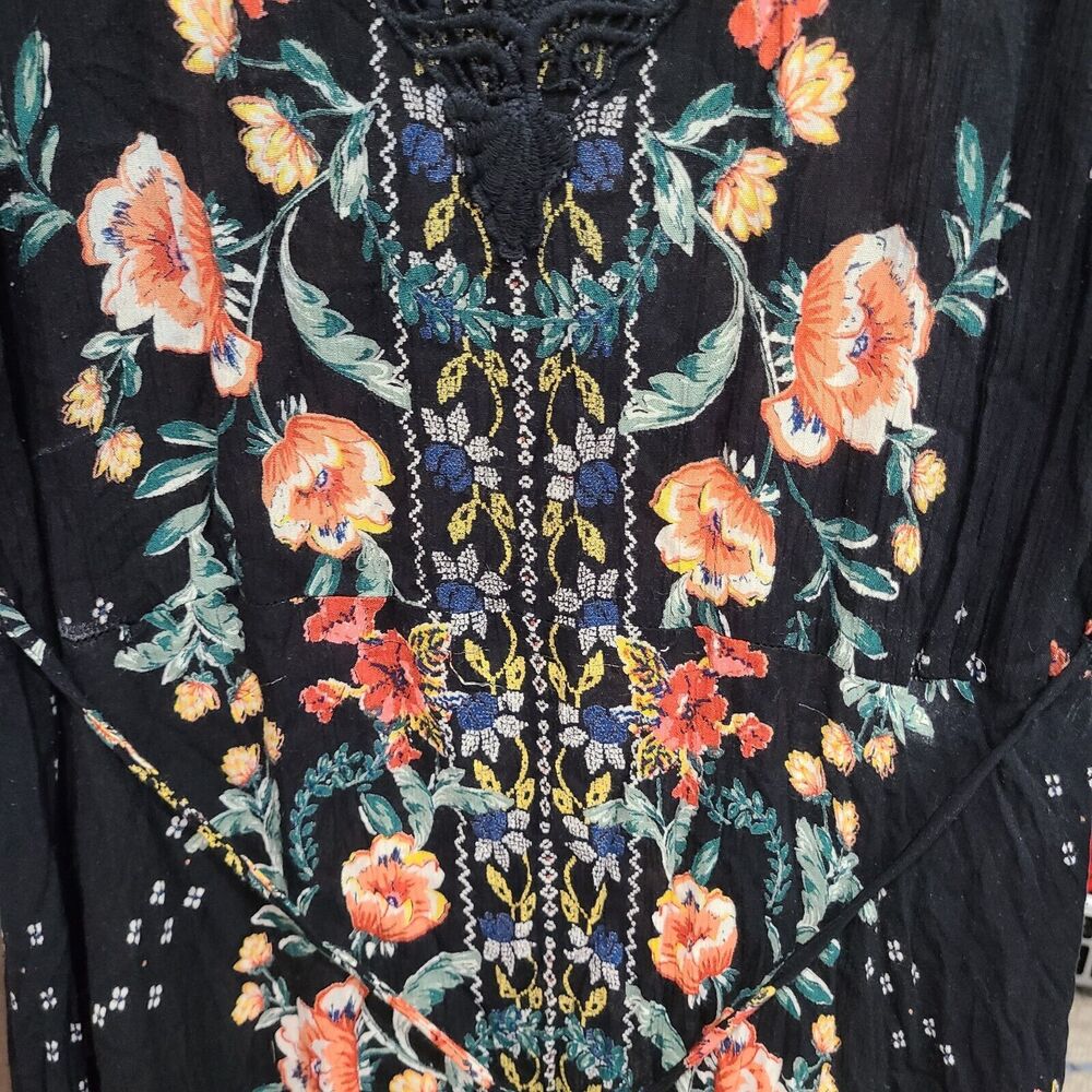 Lola P Black Floral Casual Dress Women Size M - Picture 3 of 5